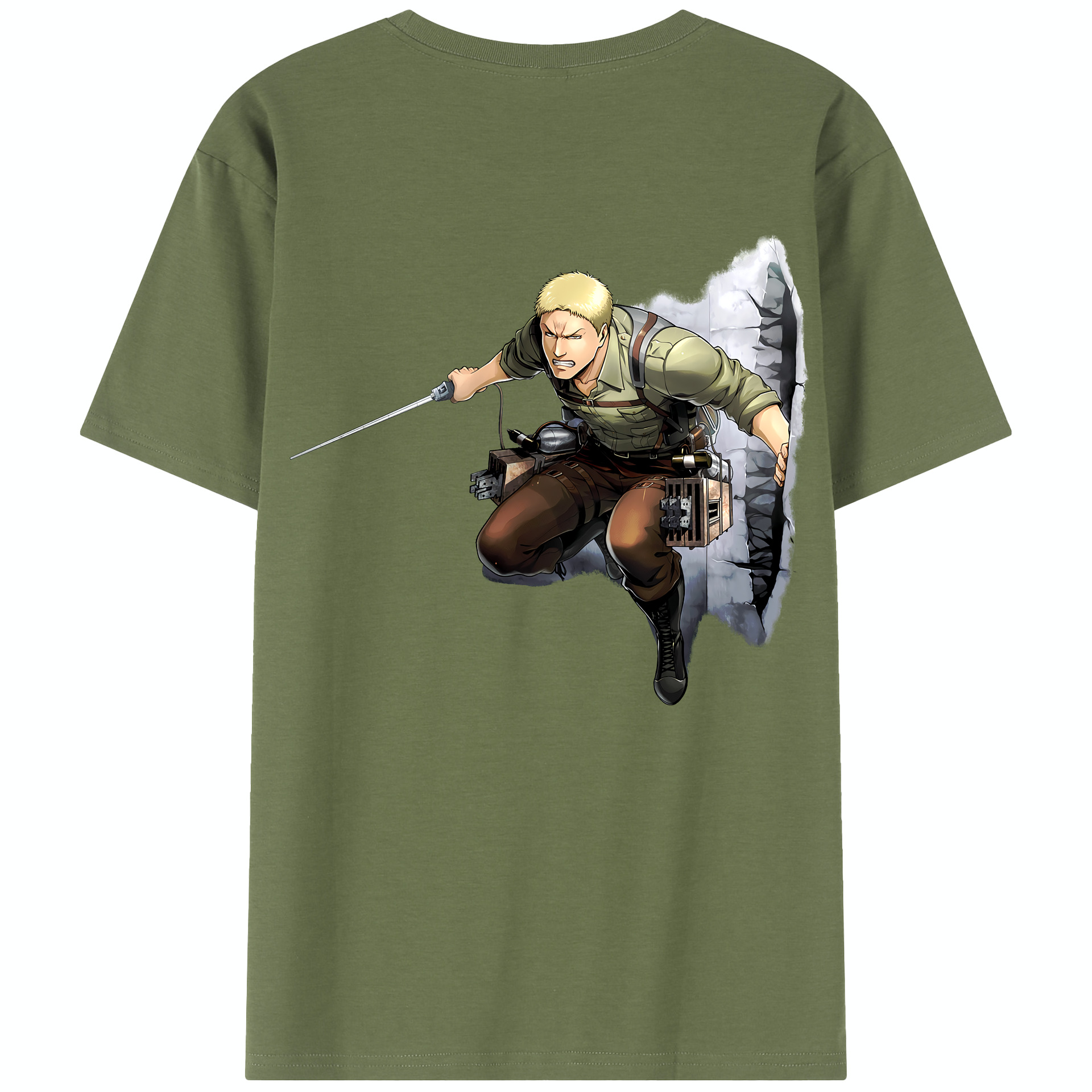 （画像用） 進撃の巨人 ライナー・ブラウン Attack on Titan Reiner Braun 綿100％半袖Tシャツ（背面プリント）